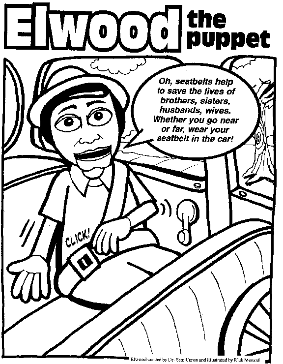 A Picture of Elwood, the puppet with ADHD, for you to Color